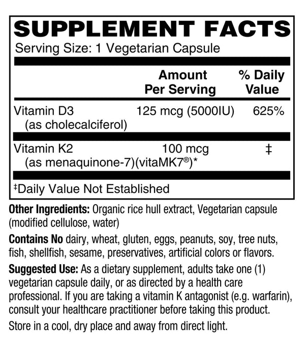 Vitamin D-3 + K2 (5,000iu/100mcg)